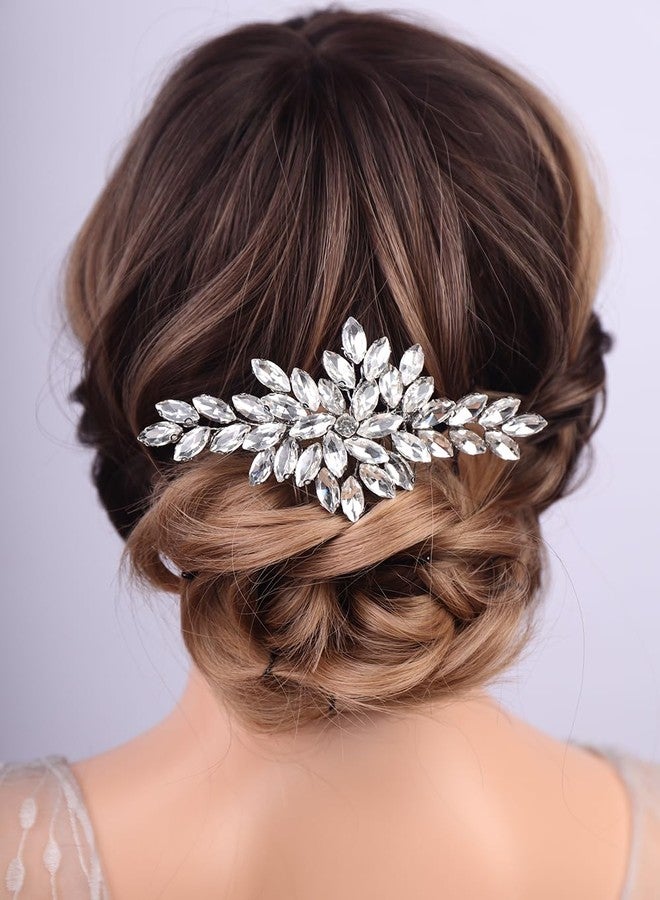 Rumtock Crystal Beads Silver Hair Comb for Wedding Brides Women Banquet Hair Accessories Vintage Gold Headpiece (Silver) - Image 2